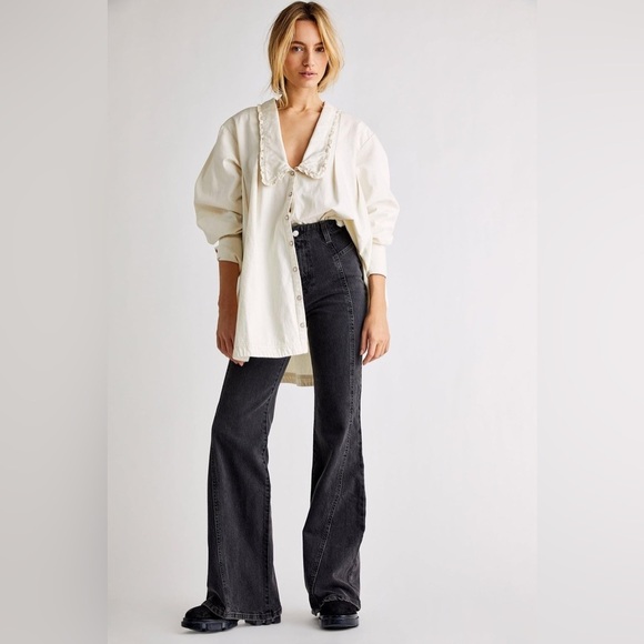 Free People We The Free Florence Black/Grey Flare Jeans - Picture 1 of 10